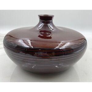 Pier 1 Bud Vase Weed Pot Studio Pottery Squat High Gloss Glazed Spiral EUC